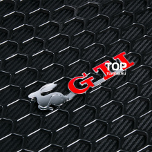Шильд GTI Bunny - Хром, металл - Размер 130 * 33 мм. в решетку радиатора или бампер.