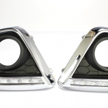 Новинка 2013 года! Гибридные светодиодные ходовые огни черного цвета с имитацией сот и хромированным молдингом для Мазда СХ5. 
