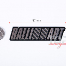 9945 Шильд Ralliart серебряный - размер 87 х 22 mm