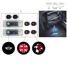 Проекторы логотипа в двери MINI