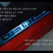Светящиеся светодиодные накладки на пороги в салон Киа Оптима К5. Производство - АРТ ИКС, модель - Лакшери Генерэйшен. Комплект 4 шт.