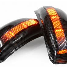 Корпуса зеркал заднего вида с поворотниками Greentech Carbon Look на Infiniti QX70 (FX35, 37, 50)