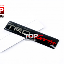Эластичные наклейки на металлизированной основе, покрытые оптической смолой - Модель TRD (Toyota Racing Development). Размер 60*14 мм. 2 штуки.
