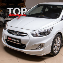 Накладка на передний бампер A'pex №1 на Hyundai Solaris