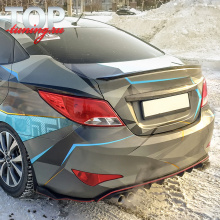 Диффузор под раздвоенный выхлоп Advance + боковые элероны на Solaris