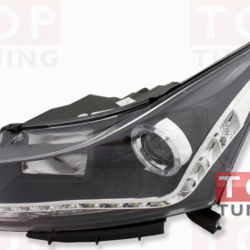 Передняя тюнинг-оптика с диодной полосой Audi Black VII на Chevrolet Cruze 2