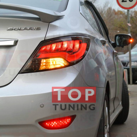 Задние тюнинг фонари Smoke на Hyundai Solaris