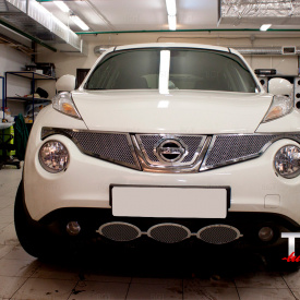 Нижняя решетка в бампер Crystal на Nissan Juke