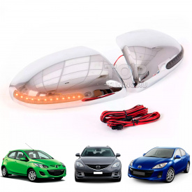 Хромированные крышки боковых зеркал с указателями поворотов GT для Mazda 2, 3, 6