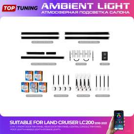 Атмосферная подсветка салона Ambient Light (19 в 1) - тюнинг для Toyota Land Cruiser 200 II (2016-2021)