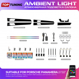 Атмосферная подсветка салона Ambient Light (21 в 1) - тюнинг Porsche Panamera Long (2017-2023) 