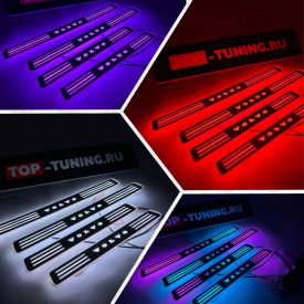 Внутренние накладки порогов с RGB подсветкой — тюнинг Volvo S90