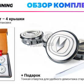 Белые колпачки на диски Changan. Парящие эмблемы 55 мм. (комплект) 