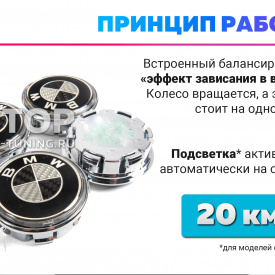 Карбоновые парящие эмблемы на диски BMW, 61 мм (комплект)