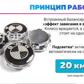 Карбоновые парящие эмблемы на диски BMW, 68 мм (комплект)