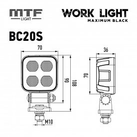 Прожектор светодиодный MTF Light Maximum Black (4 светодиода. 12-24V, 2000 lm, 5000K)