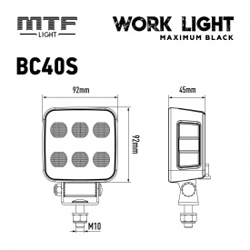 Квадратный прожектор светодиодный MTF Light Maximum Black (6 светодиодов. 12-24V, 4000 lm, 5000K)