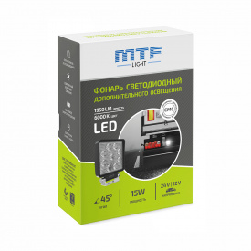 Квадратный светодиодный фонарь MTF LIGHT (15 Вт, 12-60В, 1950лм, 6000К)