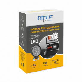 Круглый светодиодный фонарь MTF LIGHT (15 Вт, 12-60В, 1950лм, 6000К)