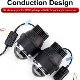 Линзованные ПТФ в 80 мм. в бампер M617 (ближний / дальний свет) 5500К