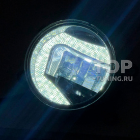 Светодиодные ПТФ M701 (2 в 1, 6000К. 90 мм.) с ДХО в бампер авто