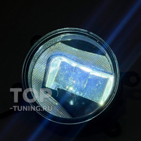 Светодиодные ПТФ M701 (2 в 1, 6000К. 90 мм.) с ДХО в бампер авто