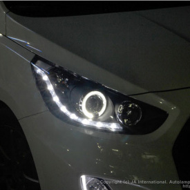Передняя светодиодная оптика Auto Lamp Audi Style на Hyundai Solaris