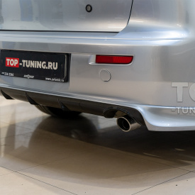 Юбка на задний бампер Zodiac - одинарный выхлоп - (ABS) на Mitsubishi Lancer 10 (X)