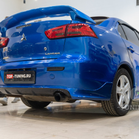 Юбка на задний бампер Zodiac - одинарный выхлоп - (ABS) на Mitsubishi Lancer 10 (X)