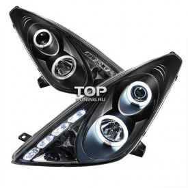 Передние фары Spyder Black на Toyota Celica T23