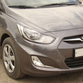 Реснички на передние фары Дорестайлинг на Hyundai Solaris