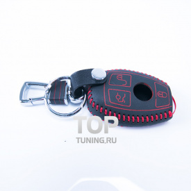 Кожаный чехол для ключей 3 кнопки на Mercedes