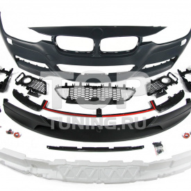 Передний бампер M Style Performance на BMW 3 F30 в сборе с губой