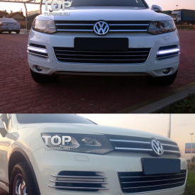 Дневные ходовые огни EPISTAR с хромированным молдингом на VW Touareg II