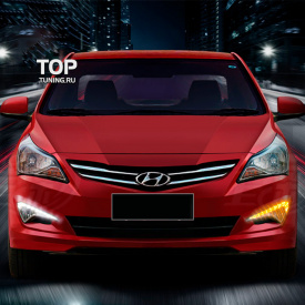 Противотуманные фары с LED ходовыми огнями на Hyundai Solaris