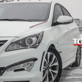 Реснички на передние фары Sport Line на Hyundai Solaris