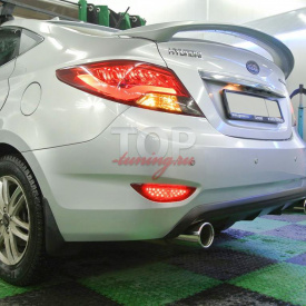 Диффузор на задний бампер A`PEX Duo на Hyundai Solaris