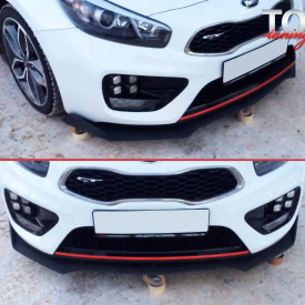 Элерон на передний бампер Type C + на Kia Ceed