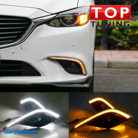 ДХО с поворотниками в бампер на Mazda 6 GJ