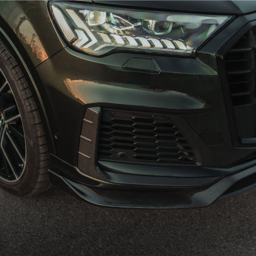 Карбоновые боковые накладки MTR Design для переднего бампера Audi Q7 S-Line / SQ7 (4M, 2019-2024)