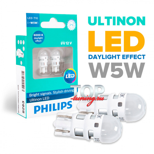 Светодиодные лампы W5W Philips Ultinon LED 6000k 11961ULWX2 купить