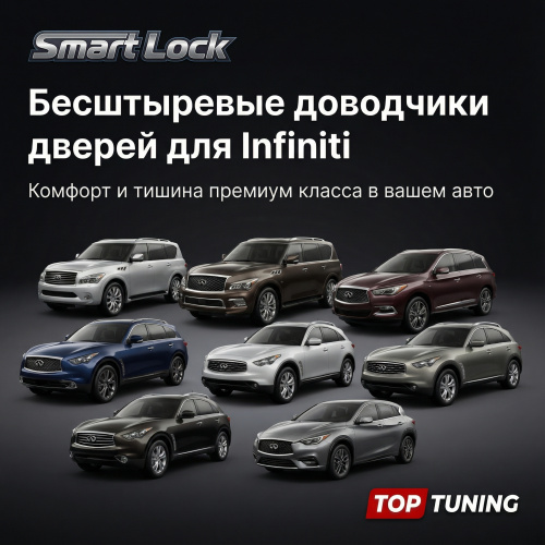 Бесштыревые доводчики дверей для Infiniti (QX56, QX80, QX50, QX60, QX70, EX, FX, G, JX, M, Q30)