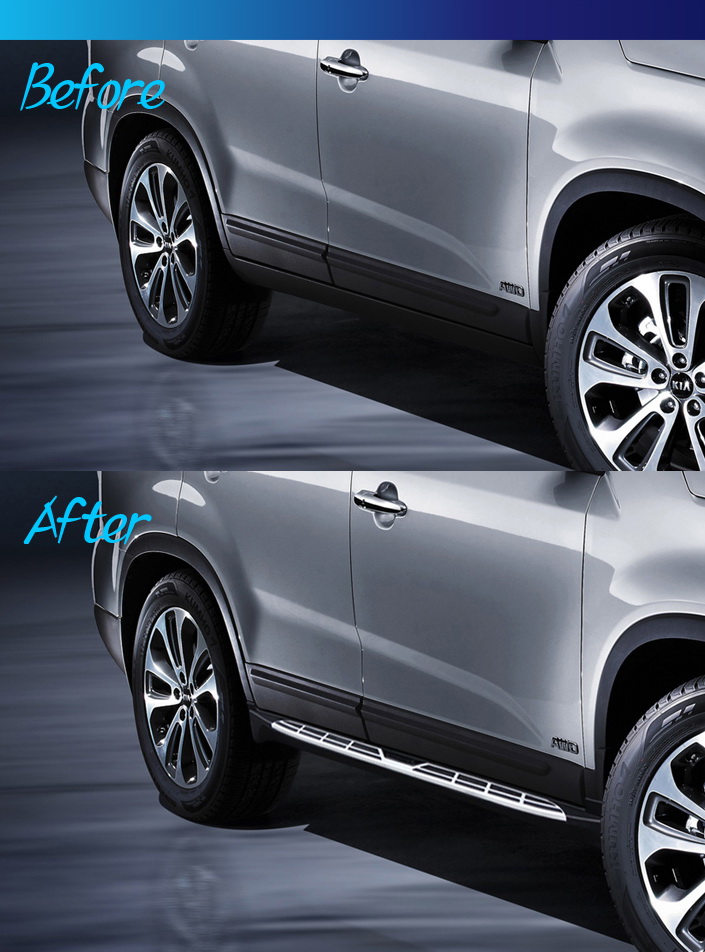 Подножки - накладки на пороги, тюнинг Киа Соренто 2, Мобис Пороги - подножки на Kia Sorento 2009?н.в.