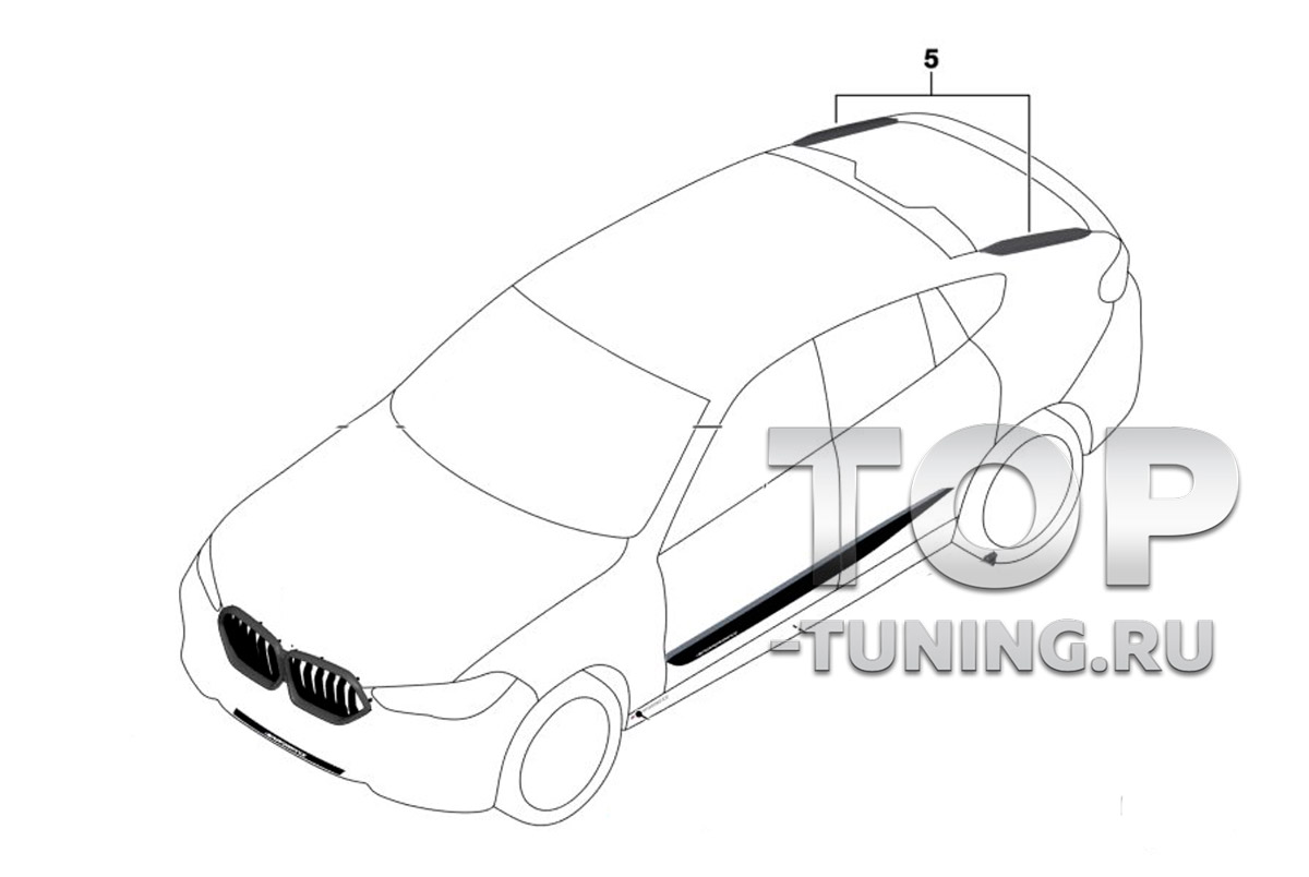 10002 Оригинальные плавники M Performance для BMW X6 G06 ДООСНАЩЕНИЕ ДЛЯ БМВ КОМПЛЕКТ ЧЕРНЫХ ПЛАВНИКОВ НА ЗАДНЕЕ СТЕКЛО X6 G06 ОРИГИНАЛ / ЧЕРНЫЙ ГЛЯНЕЦ / В КОМПЛЕКТЕ 2 ШТ. / АРТ. 51192460601