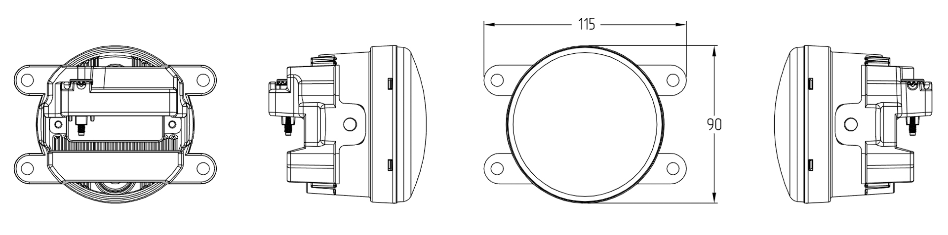 Габариты и размеры противотуманных фар MTF FL10TD 11966 Двухрежимные LED ПТФ MTF FL10WD