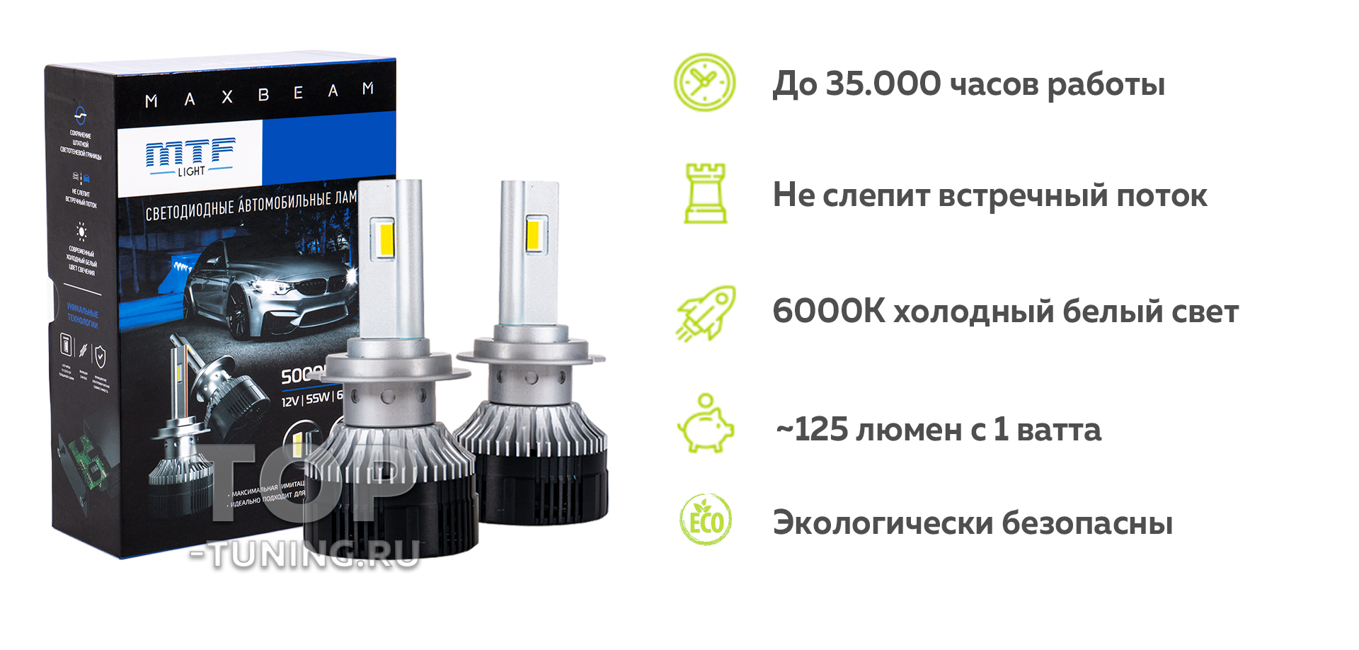 Мощные светодиодные лампы MaxBeam купить в наличии в Top Tuning, быстрая  доставка