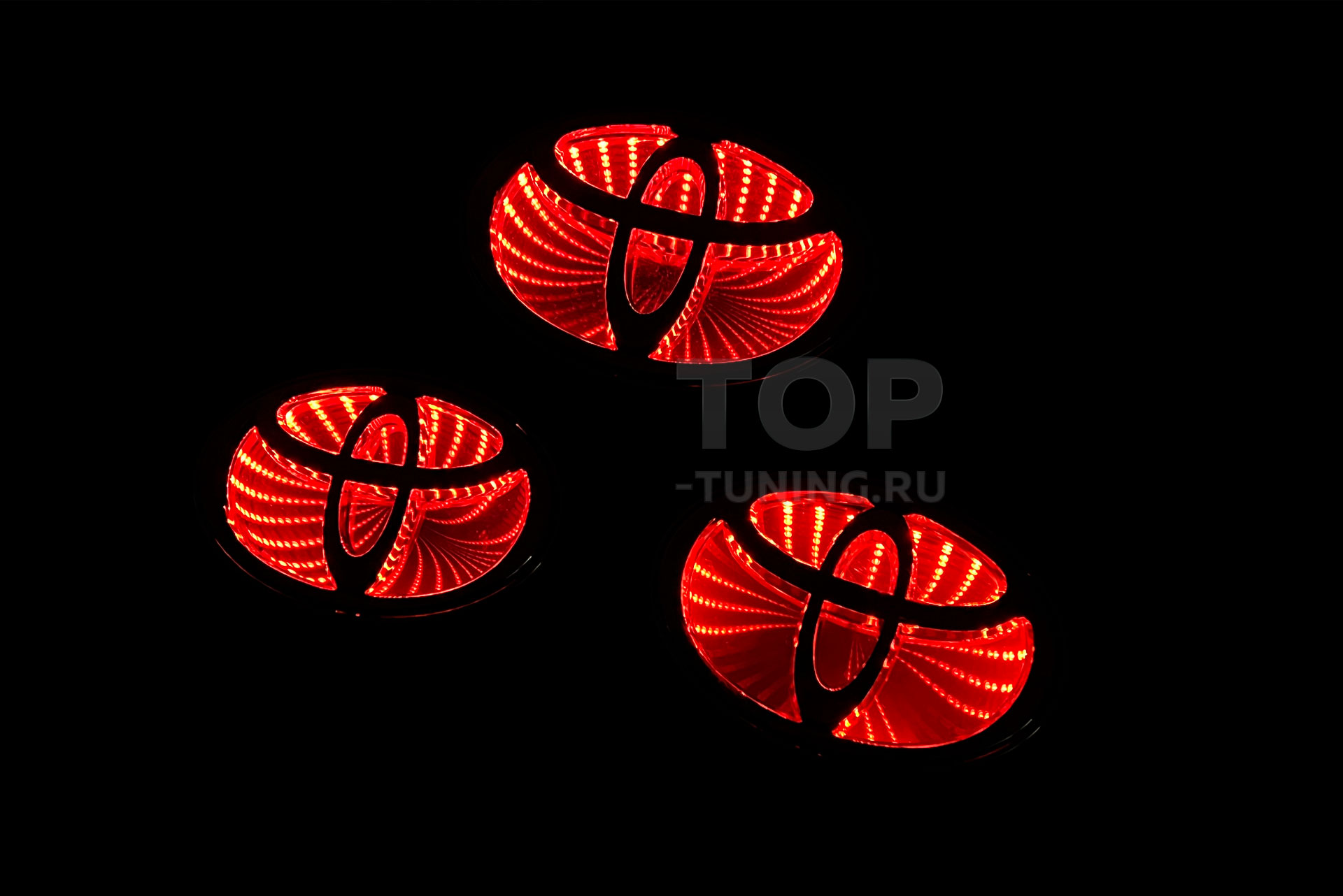 13607 Хромированная эмблема для Toyota с красной подсветкой