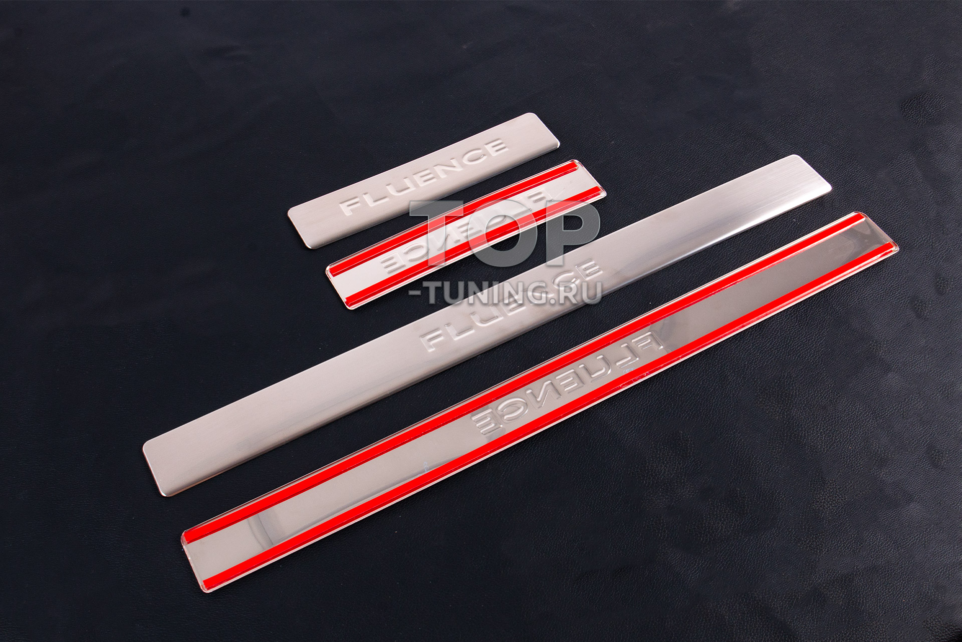 Накладки на пороги в салон из нержавеющей стали для Рено Флюенс 2010+ Комплект на 4 двери | Установка на двухсторонний скотч | Нержавеющая сталь