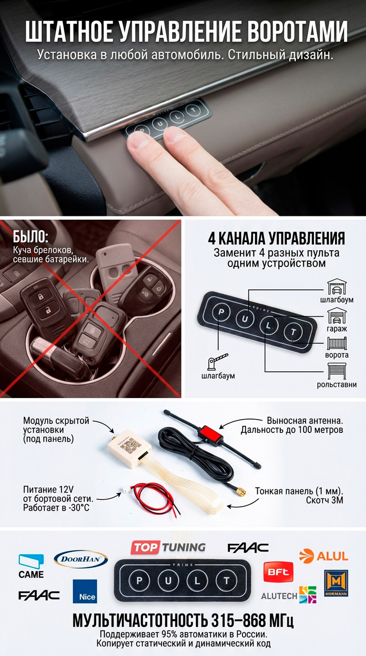 13770 Универсальный пульт Home Link в авто для ворот и шлагбаума 4 в 1