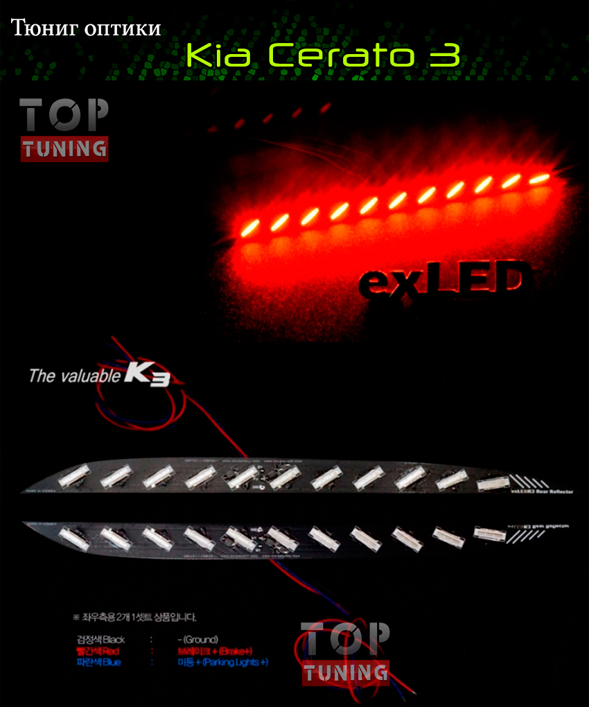 Тюнинг оптики - Светодиодные вставки в задние рефлекторы exLED на Киа Церато 3